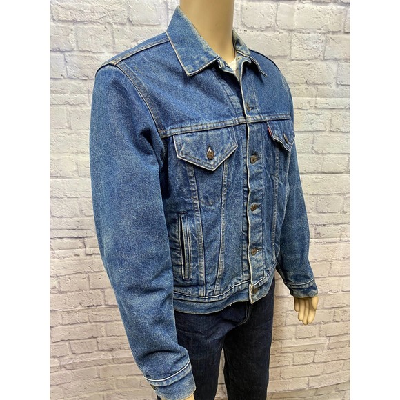 Levi's size 44 western cowboy trucker blanket lining denim jacket made in USA! - Picture 4 of 10